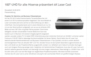 Der neue 4K Laser Cast von Hisense