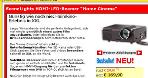 SceneLights HDMI LED Mini Beamer Home Cinema (Foto: Pearl)