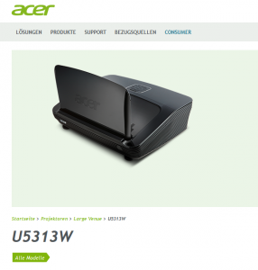 Ultrakurzdistanzbeamer von Acer: U5313W
